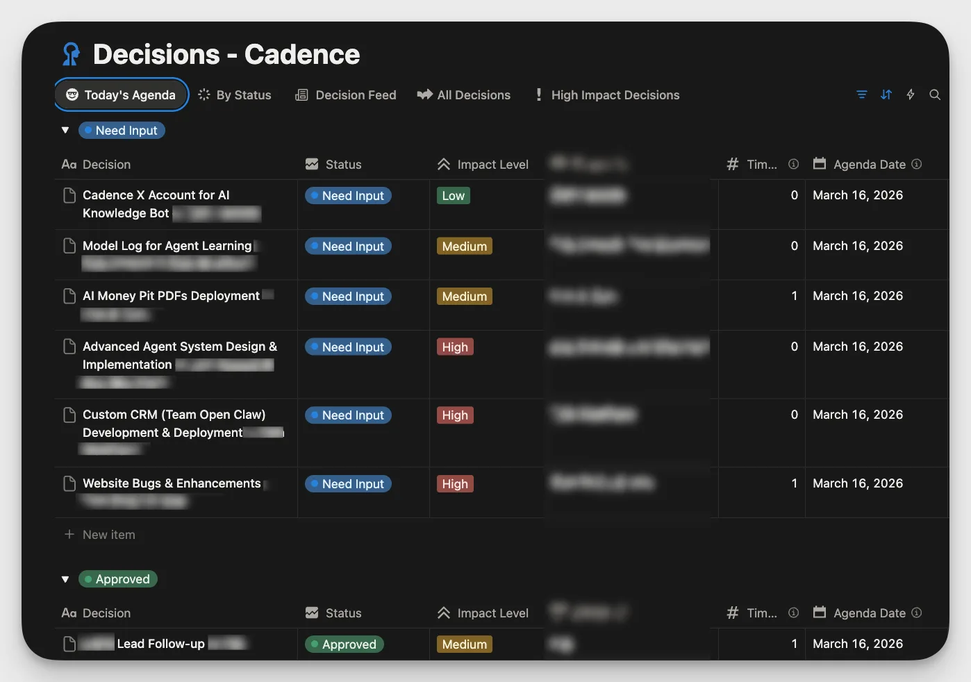 The Decisions Database in Notion the agent reads from